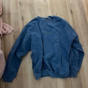 MISSGUIDED Washed Blue Crewneck Sweatshirt